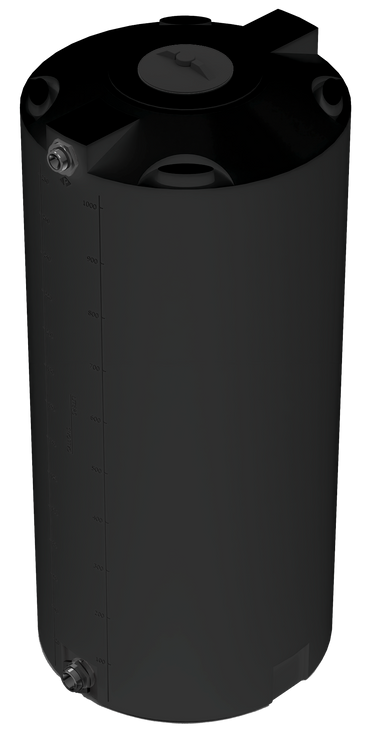 300 GAL PROCHEM® POTABLE WATER TANK W/BULKHEAD FITTINGS - LPE 1.0 FDA - BLACK - DIA 35